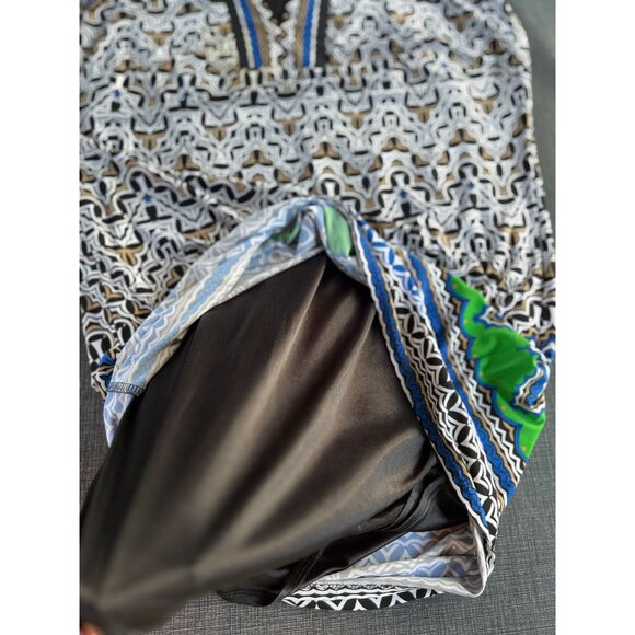 Laundry By Shelli Segal L Tunic Shift Dress Drop Waist Stretch Lined Black Blue - Picture 5 of 9